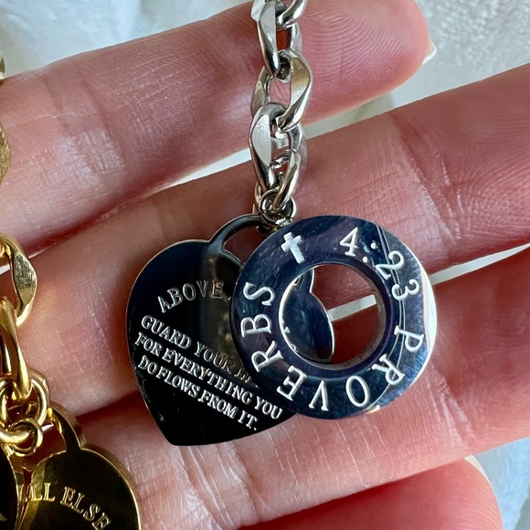 2 Piece Set! Choker & Bracelet Proverbs 4:23 Heart - Picture 4 of 13